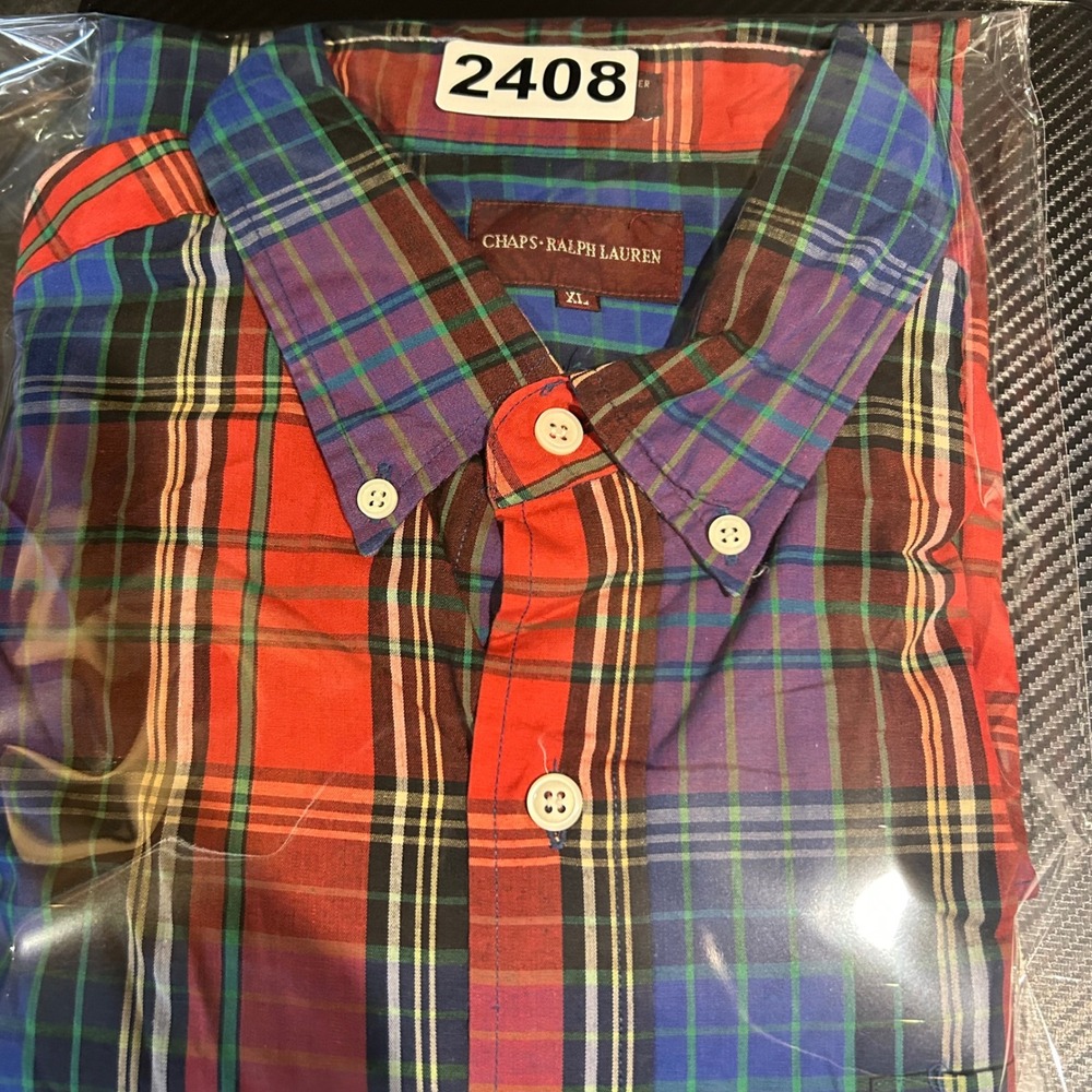 VTG Chaps Ralph Lauren Shirt Mens XL Multi Plaid Button Down Long Sleeve 80s 90s - Picture 11 of 11